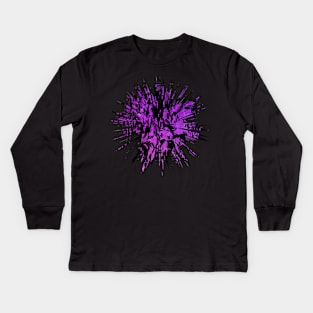 Purple and Black Starburst Kids Long Sleeve T-Shirt